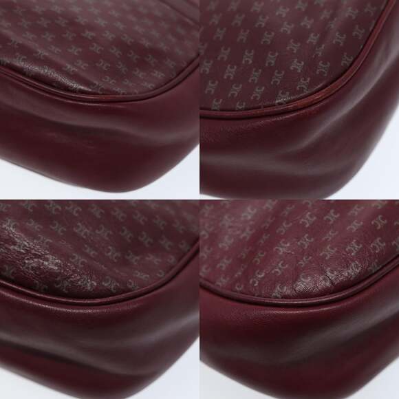 CELINE Macadam Canvas Shoulder Bag Red Gold - Picture 10 of 13